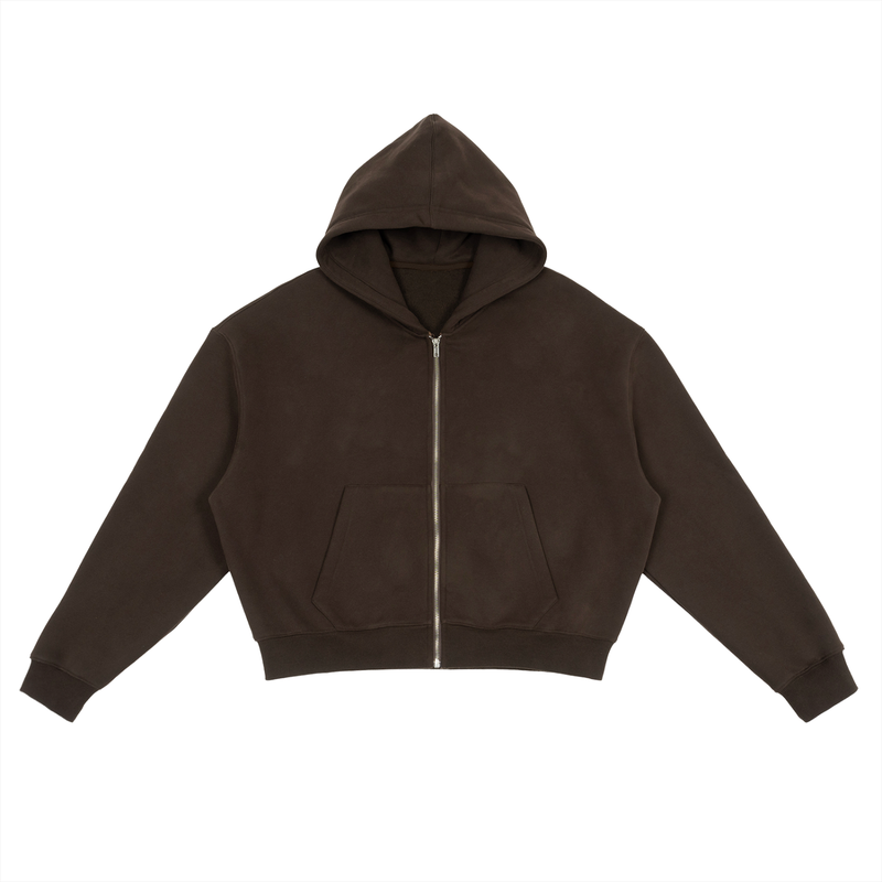 Mandrill Cropped Fleece Zip Boxy Hoodie