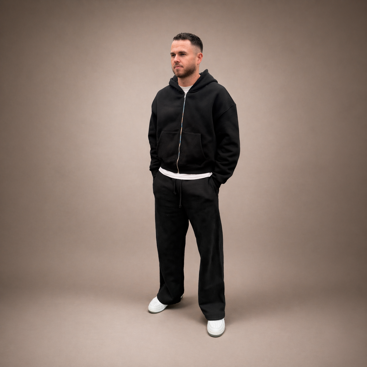 Mandrill Cropped Fleece Zip Boxy Hoodie