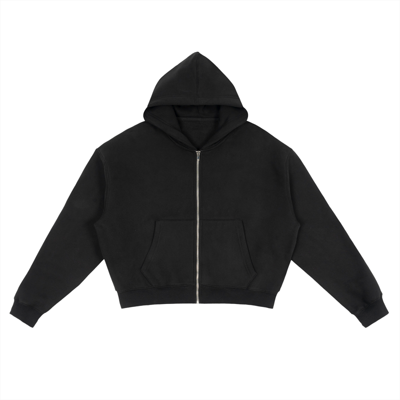 Mandrill Cropped Fleece Zip Boxy Hoodie